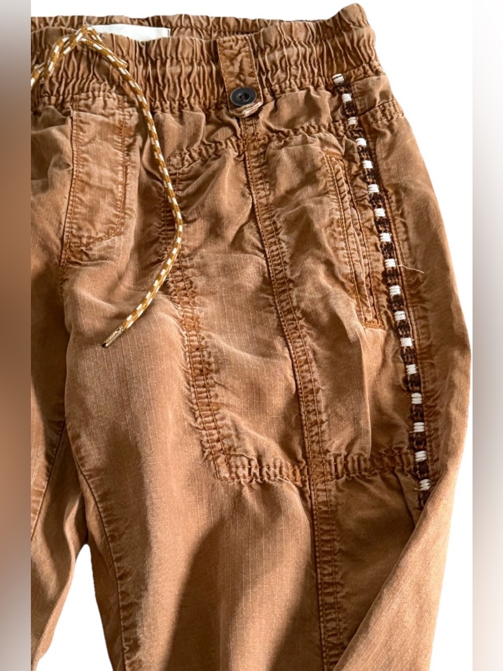 ANTHROPOLOGIE Byron Tobacco Brown Utility Joggers Pants + Embroidery Size XS - Picture 3 of 10